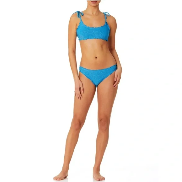 NWT Junior’s Size Large No Boundaries Two Piece Bikini Set in Blue Lurex - Picture 1 of 15